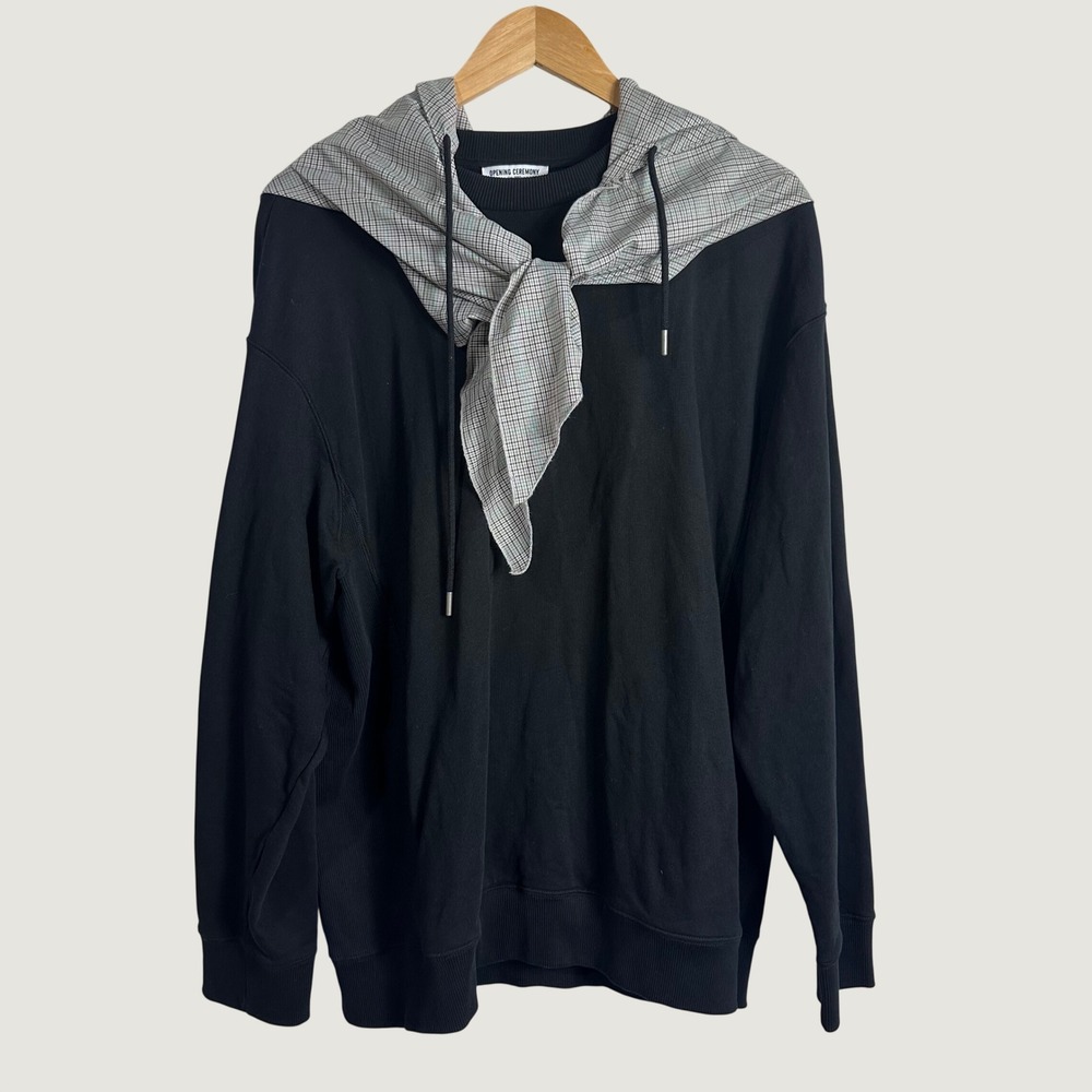 Opening Ceremony Plaid Scarf Overlay Sweatshirt‎ Unisex preppy cottage Europe